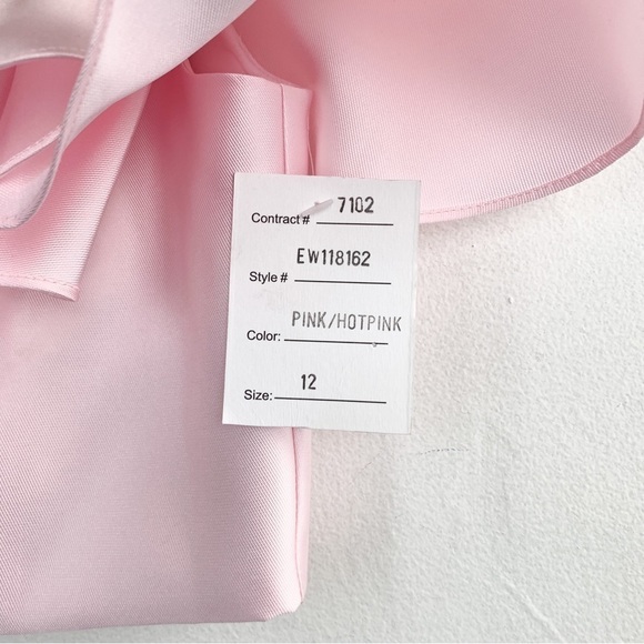 NWT Ellie Wilde by Mon Cheri Hot Pink Two Piece Off Shoulder Satin Formal Dress - Picture 13 of 16